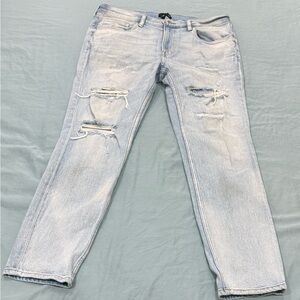 H&M Men's Light Blue Ripped Straight Jeans